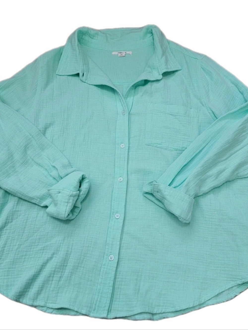 O'Neill Women's Long Sleeve Leni Button Up Shirt 100% Cotton Ocean Wave Sz XXL